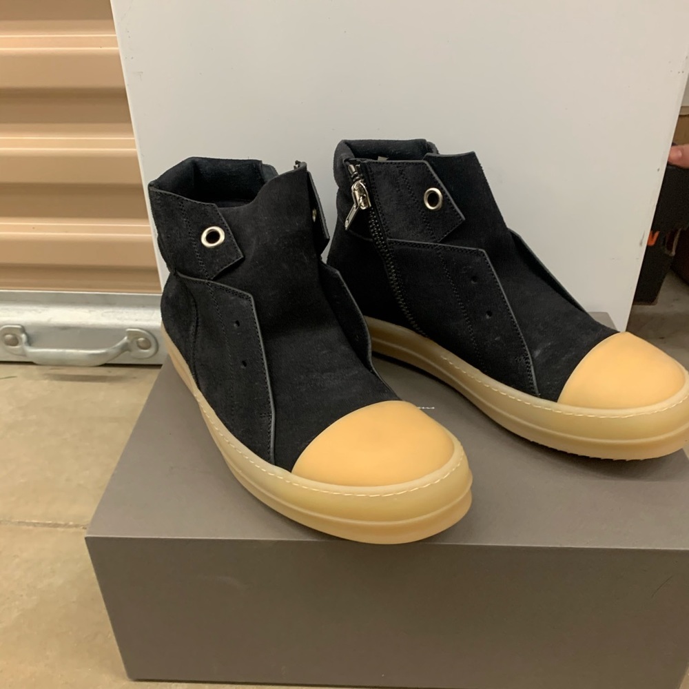 Rick Owens Island Dunk Reverse-Leather Sneakers